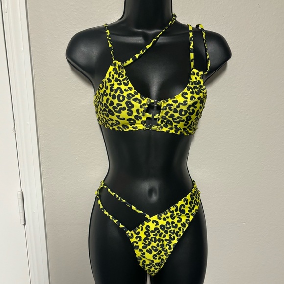 Icon Swim Neon Yellow Leopard Print Bikini - Picture 2 of 6